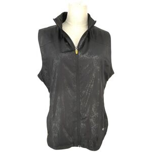 Nancy Lopez Golf Vest Full Zip Black Swirl Pattern Size L Two Pockets